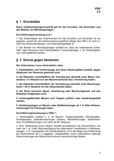 Unfallverhütungsvorschrift Weinberganlagen (VSG 2.5) - SVLFG