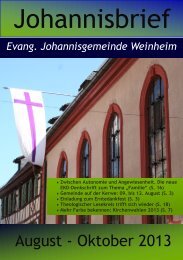 Gemeindebrief - in der evangelischen Johannisgemeinde Weinheim