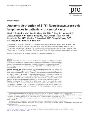 Anatomic distribution of [18F] fluorodeoxyglucose-avid lymph nodes ...