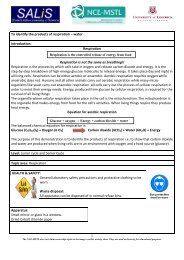 1 To identify the products of respiration – water - NCE-MSTL