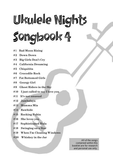 Ukulele Nights Songbook