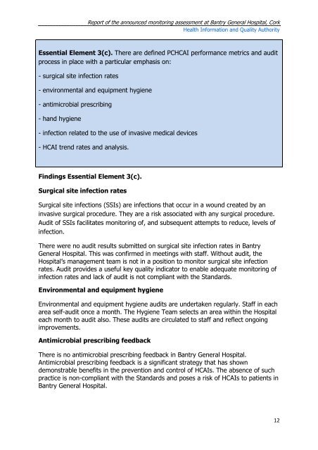 Report of the announced monitoring assessment at Bantry ... - hiqa.ie