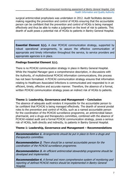 Report of the announced monitoring assessment at Bantry ... - hiqa.ie