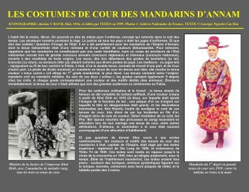 LES COSTUMES DE COUR DES MANDARINS D'ANNAM - Free