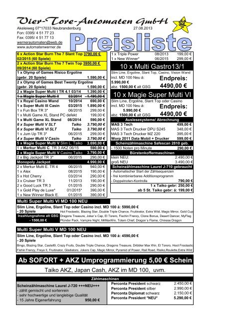 Preisliste Im Pdf Format Zum Ausdrucken