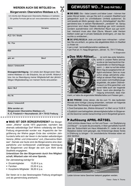 Ausgabe 174 - Mai 2012 (pdf, 5,4 MB - Bürgerverein Oberwiehre ...