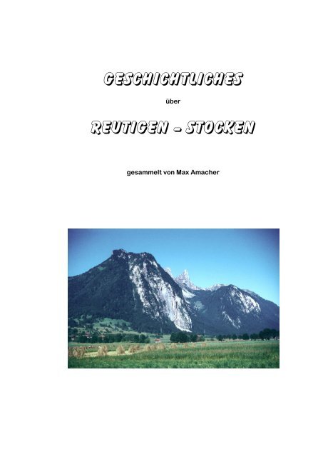 Geschichtliches Reutigen Stocken Gemeinde Reutigen