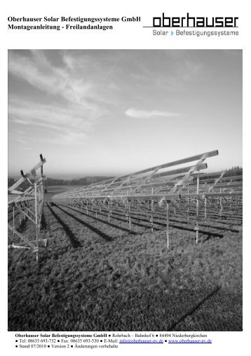 Montageanleitung Freilandanlage - Oberhauser-pv.de