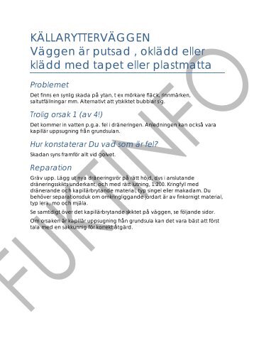 Fixa Källare - Fuktinfo - allt om fukt, mögel och fuktskador