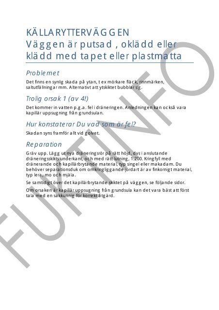 Fixa Källare - Fuktinfo - allt om fukt, mögel och fuktskador