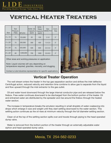 LIDE Vertical Heater Treaters - Lide Industries