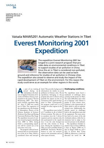 Everest Monitoring 2001 Expedition (pdf, 180KB) - Vaisala