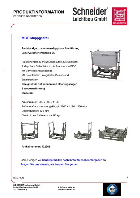 PRODUKTINFORMATION - Schneider Leichtbau