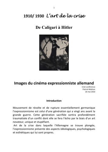 De Caligari à Hitler Images du cinéma expressionniste allemand