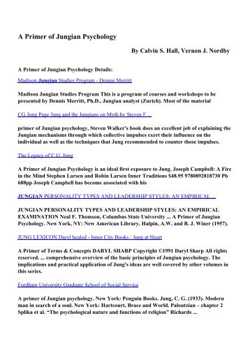 Download A Primer of Jungian Psychology pdf ebooks by Calvin S ...