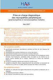 Diagnostic des neuropathies périphériques - Synthèse des ...