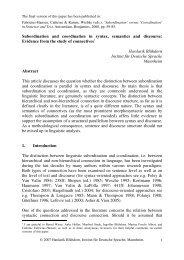 Subordination and coordination in syntax, semantics and discourse ...