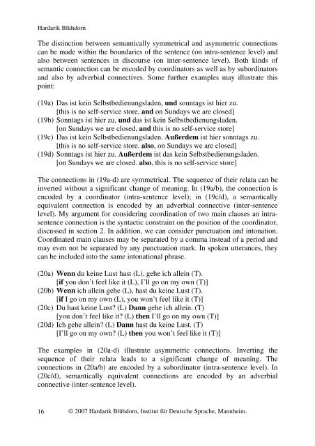 Subordination and coordination in syntax, semantics and discourse ...