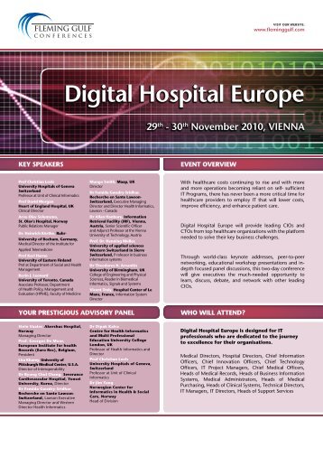 Digital Hospital europe 29th - 30th November 2010, vieNNa - EuroRec