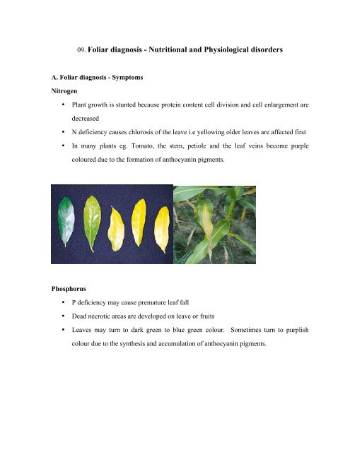 Lecture 09: Foliar diagnosis - TNAU