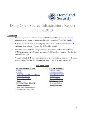 Department of Homeland Security Daily Open Source Infrastructure ...