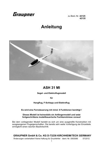 Bauanleitung ASH 31 Mi (PDF) - TANGENT Modelltechnik