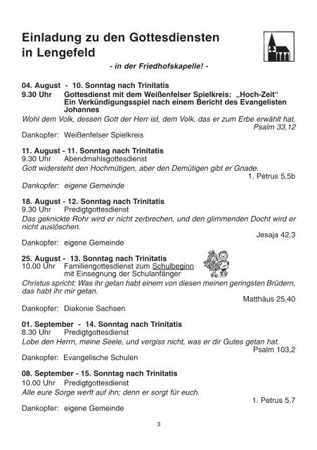 Gemeindebrief - Kirchgemeinde Lengefeld