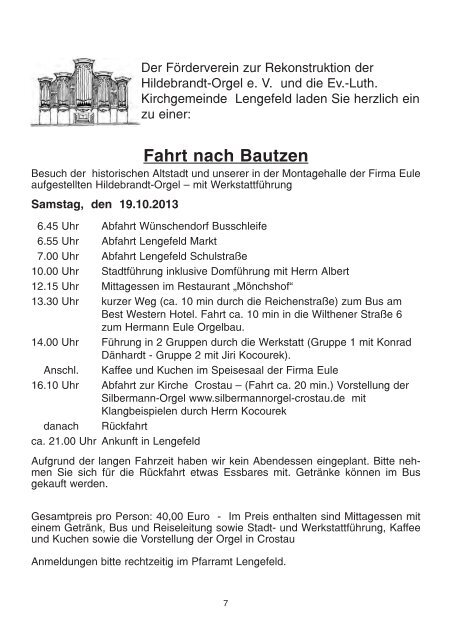 Gemeindebrief - Kirchgemeinde Lengefeld