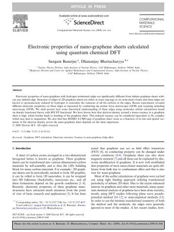 Electronic properties of nano-graphene sheets calculated ... - BeeP