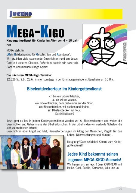 Mai - Mitte September 2013 - Emmaus Gemeinde Juegesheim