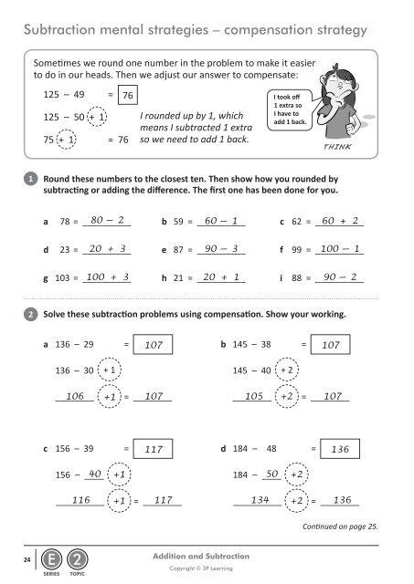 Addition and subtraction answers.pdf - Moree Web