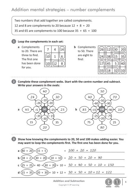 Addition and subtraction answers.pdf - Moree Web