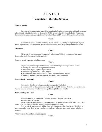 STATUT Samostalne Liberalne Stranke - SLS | Samostalna ...