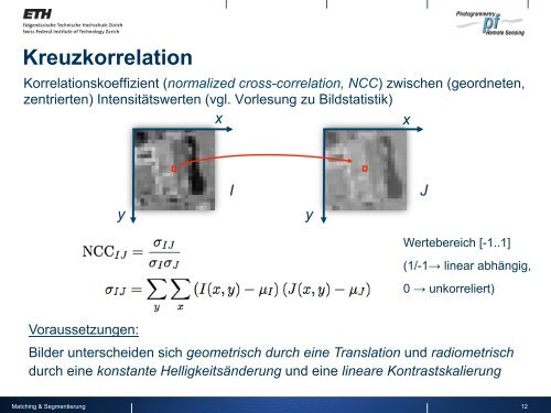 Bildverarbeitung 8 – Matching und Segmentierung - IGP - ETH Zürich