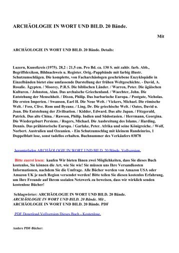 ARCHÄOLOGIE IN WORT UND BILD. 20 Bände.pdf ebooks von ...