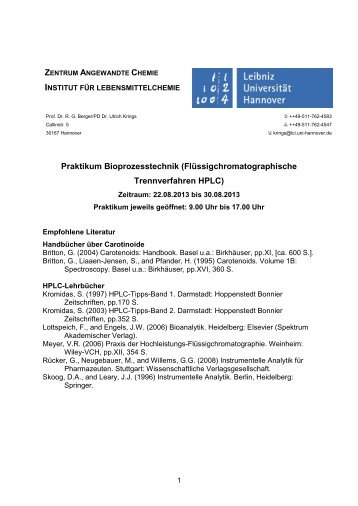 Bioprozesstechnik - Institut für Lebensmittelchemie