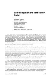Early bilingualism and word order in Breton. IN: Kode bereizketa eta ...