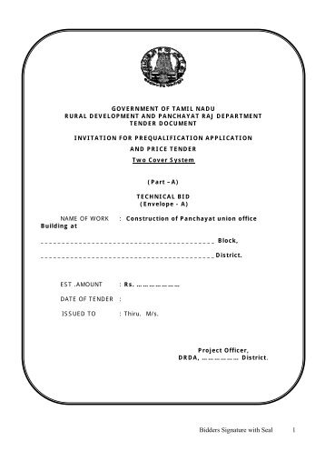 FRONT COVER PAGE TO TENDER DOCUMENTS ... - Tnrd.gov.in