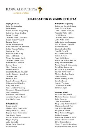 CELEBRATING 25 YEARS IN THETA - Kappa Alpha Theta