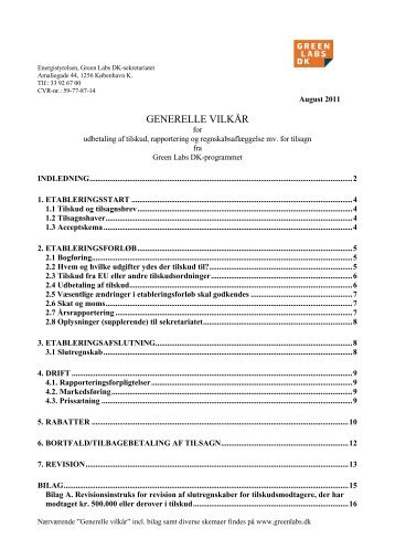 GENERELLE VILKÅR - Energistyrelsen
