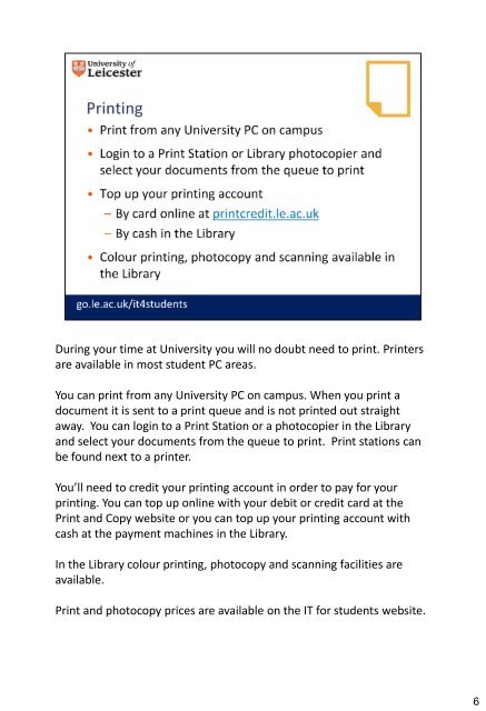 Introduction to IT On campus students PDF - University of Leicester