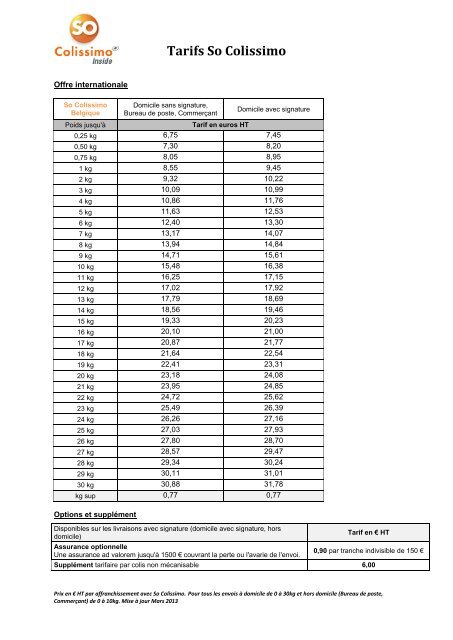 Consultez les tarifs So Colissimo - La Poste