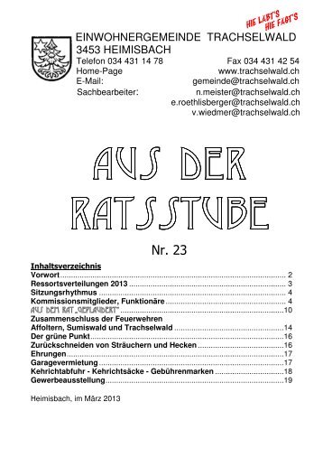 Aus der Ratsstube - Trachselwald