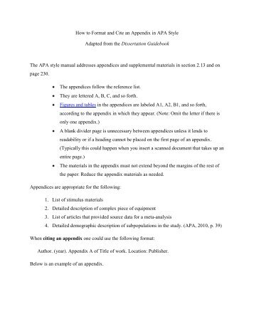How to Format and Cite an Appendix in APA Style ... - Writing Center