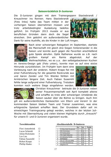 "Der Roskower" - 6.Ausgabe 2013 - SV Roskow eV