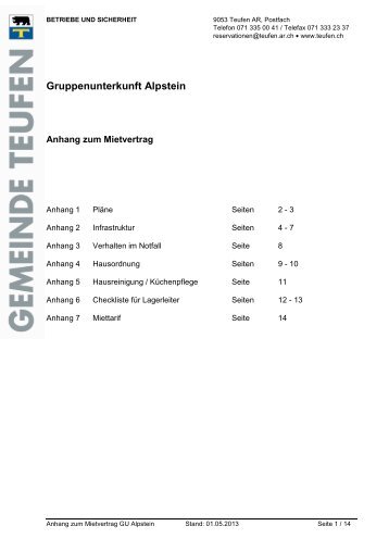 Anhang zum Mietvertrag Gruppenunterkunft Alpstein 16.04 ... - Teufen