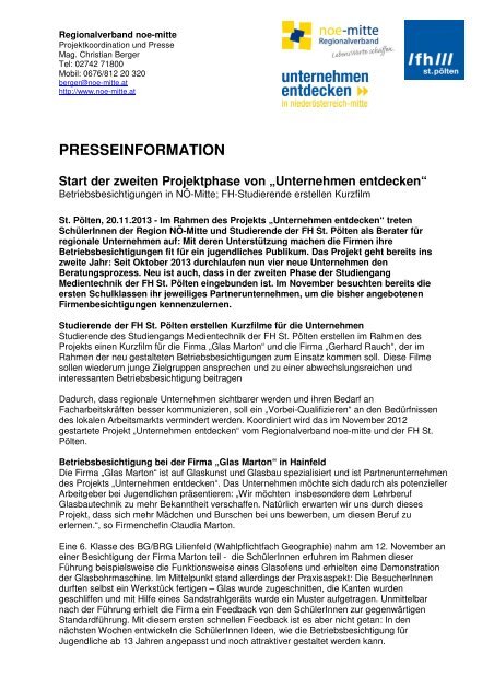 2013-11-18 Pressetext Unternehmen entdecken - Start Phase 2