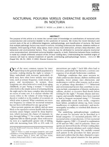 nocturnal polyuria versus overactive bladder in nocturia