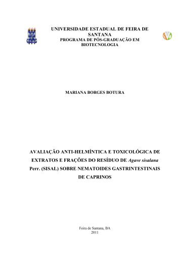 Avaliação anti-helmíntica e toxicológica de extratos e frações do ...