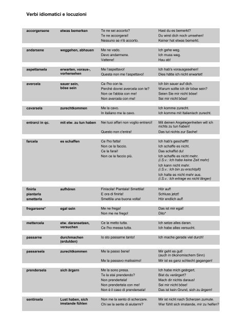 Verbi idiomatici e locuzioni - 3hmedia.de